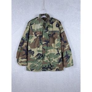 USGI 80's M65 Cold‎ Weather Field Jacket Coat Woodland Camo Small Regular